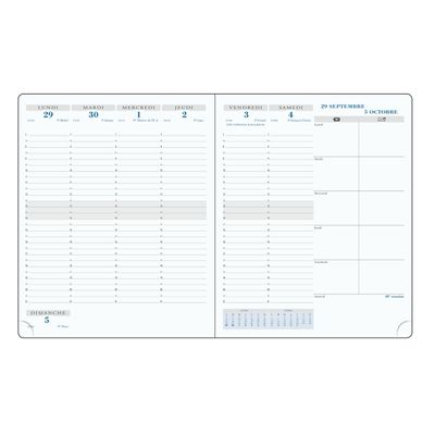 3660942060431-Agenda Tweed - 1 semaine sur 2 pages - 18,5 x 22,5 cm - 12 mois - disponible dans différentes couleurs--3