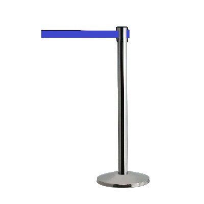 3660412032029-Promocome - Poteau de guidage chromé avec sangle rétractable bleue--0