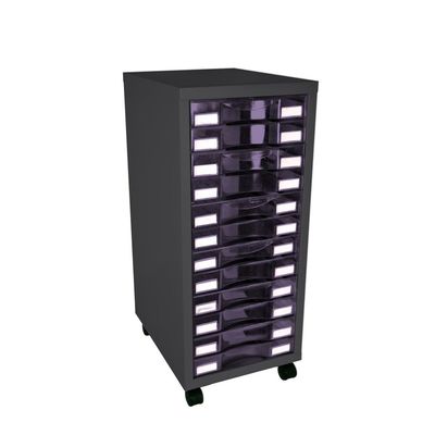 3219090959977-Module de rangement à roulettes 12 tiroirs - anthracite/prune--0