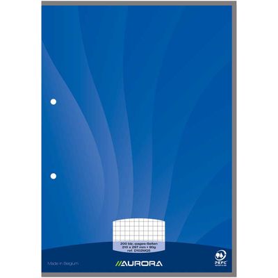 5411028070954-Aurora - Bloc de cours A4 - petits carreaux avec marge - 200 pages - perforation 2 trous--0