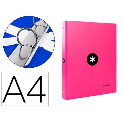 8423473596825-Antartik - Classeur à anneaux - Dos 40 mm - A4 - pour 225 feuilles - rose fluorescent--0