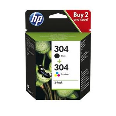0192545191432-HP 304 - Pack de 2 - noir et 3 couleurs - cartouche d'encre originale (3JB05AE)--0