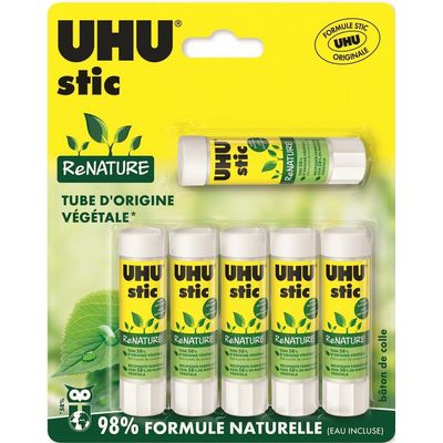 4026700347104-UHU stic ReNATURE - 6 Bâtons de colle - 8.2 g - Plastique écologique--0