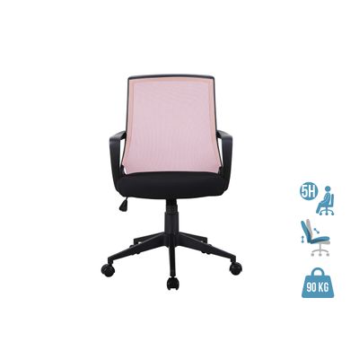 3700339883455-Fauteuil de bureau ALEX - accoudoirs fixes - Noir et rose--0
