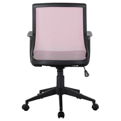 3700339883455-Fauteuil de bureau ALEX - accoudoirs fixes - Noir et rose--1