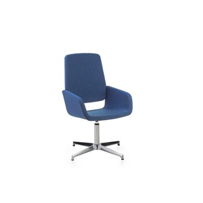 2012349446652-Chaise AITA - dossier haut - siège pivotant - pietement aluminium - tissu bleu--0