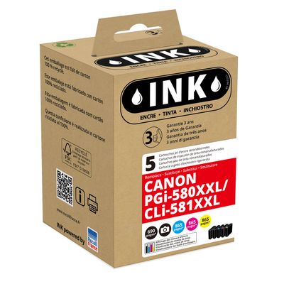 8720282008885-Cartouche compatible Canon CLI-581XXL/PGI-580XXL - pack de 5 - noir, noir photo, cyan, magenta, jaune ---0