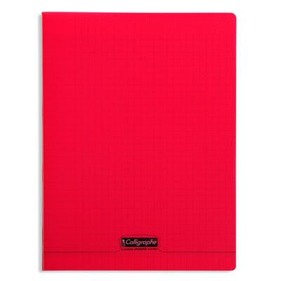 3210330183930-Calligraphe 8000 - Cahier polypro 24 x 32 cm - 192 pages - grands carreaux (Seyes) - rouge--0