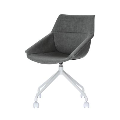 3660141233001-Lot de 2 chaises LUGE - pieds blancs sur roulettes - anthracite--1
