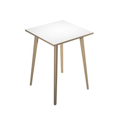 2012349512654-Table haute - 80 x 80 x 105 cm - Pieds bois - Blanc chants chêne--0