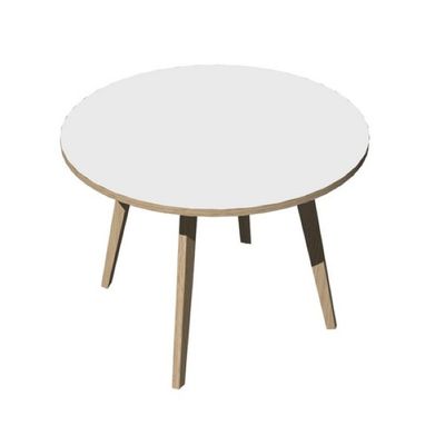 2012349512777-Table ronde - H105 cm - 100 cm - 4 Pieds bois - plateau blanc--0