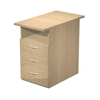 2012349513989-Caisson hauteur bureau Trend - L43xP60xH72 cm - 3 tiroirs + 1 niche - imitation chêne clair--0
