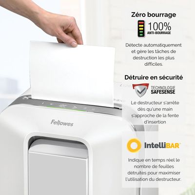 0043859751525-Fellowes Powershred LX201 - destructeur de documents coupe croisée microparticules - 12 feuilles - Corbeille --5
