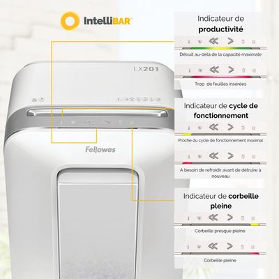 0043859751525-Fellowes Powershred LX201 - destructeur de documents coupe croisée microparticules - 12 feuilles - Corbeille --6