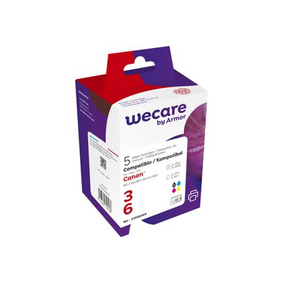 3112539746438-Cartouche compatible Canon BCI-3E/BCI-6 - pack de 5 - noir x2, cyan, magenta, jaune - Wecar-Angle gauche-0