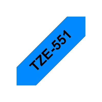 4977766686532-Brother TZe551 - Ruban d'étiquettes auto-adhésives - 1 rouleau (24 mm x 8 m) - fond bleu -Angle gauche-0
