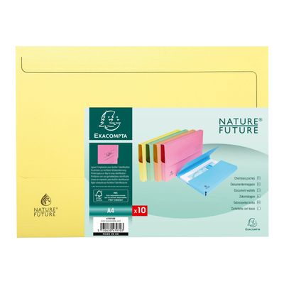 3130632479794-Exacompta Super 210 - 18 Paquets de 10 Chemises poche - jaune canari-Avant-1