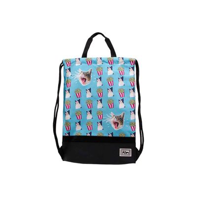 8445118025019-Oh My Pop! Angry Cat - Sac à dos piscine cordon - 1 compartiment - turquoise - Karactermania-Avant-0