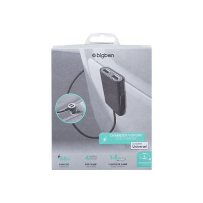 3571211380689-Bigben - chargeur allume-cigare pour smartphone - 4 USB-Avant-1