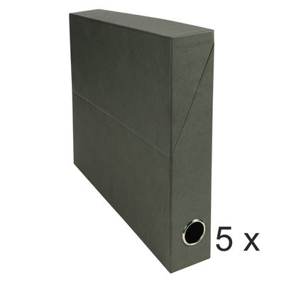 3130632831233-Exacompta - 5 Boîtes de transfert - dos 50 mm - toile vert foncé--0