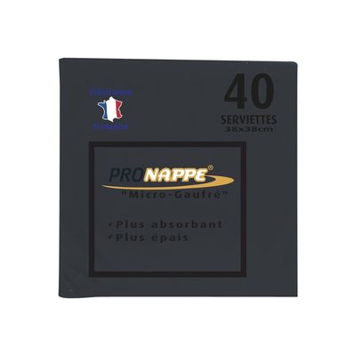 3281518638214-Cogir Pronappe - 40 serviettes jetables - noir - 38 x 38 cm-Avant-0