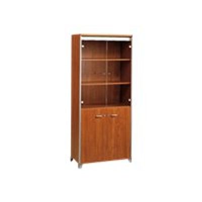 3483601403253-Gautier office MAMBO - Bibliothèque - 4 portes - 80x46x187 cm - gris. bois poirier-Angle gauche-0