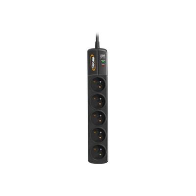 3700085612958-INFOSEC S5 Black Line II - Multiprise parafoudre 5 prises - parasurtenseur 2500 W-Avant-0