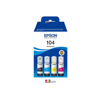 8715946684888-Epson EcoTank 104 - pack de 4 - noir, jaune, cyan, magenta - réservoir d'encre original-Avant-0