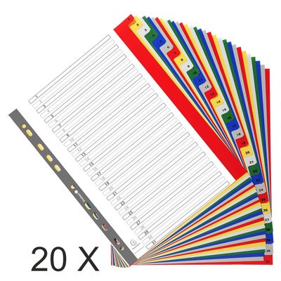 3130632000882-Exacompta - Pack de 20 intercalaires 31 positions numériques - A4 Maxi - couleurs assorties--0