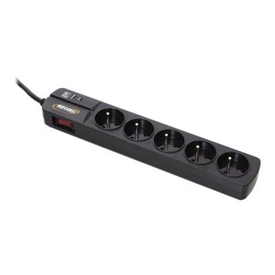 3700085612958-INFOSEC S5 Black Line II - Multiprise parafoudre 5 prises - parasurtenseur 2500 W-Angle droit-1