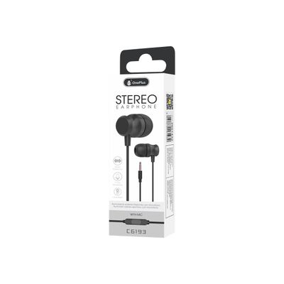 8944870161930-ONE PLUS C6193 - Kit main libre - Ecouteurs filaire avec micro - intra-auriculaire - noir-Angle droit-1