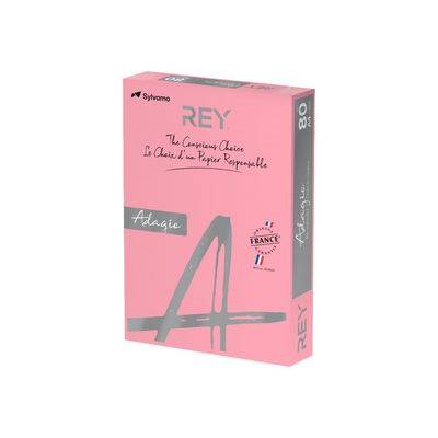 3368220125673-Rey Adagio - Papier couleur - A4 (210 x 297 mm) - 80 g/m² - Ramette de 500 feuilles - framb-Angle droit-0