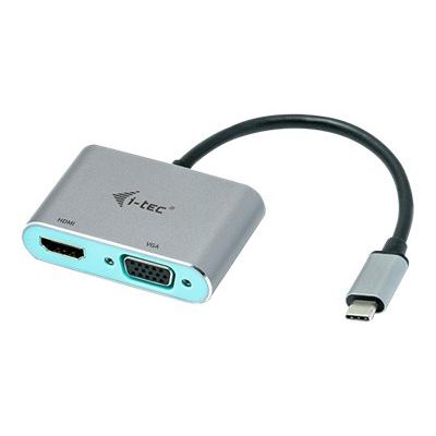 8595611702778-i-Tec - Adaptateur vidéo - USB-C mâle pour HD-15 (VGA), HDMI femelle - 15 cm - gris sidéral - -Angle droit-0