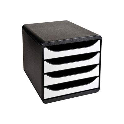 9002493423053-Exacompta BigBox - Module de classement 4 tiroirs - blanc brillant-Angle gauche-1