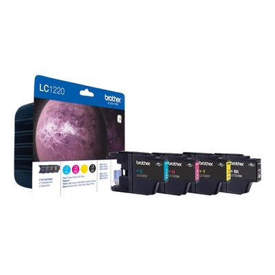 5014047562938-Brother LC1220 - Pack de 4 - noir, cyan, magenta, jaune - cartouche d'encre originale-Angle gauche-0