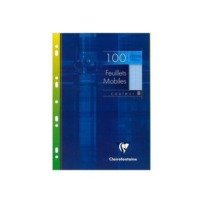 3329680174106-Clairefontaine - feuilles simples A4 - 100 pages - grands carreaux (Seyes) - perforées - bleu-Avant-0