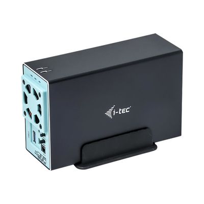 8595611702525-i-Tec MySafe - Boitier externe pour 2 disques dur 3.5" - 2 Canal - gris, bleu-Angle gauche-1
