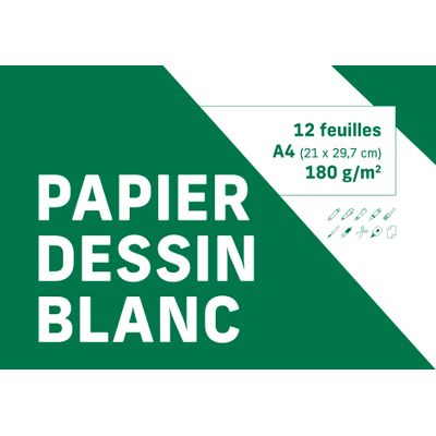 3329680938166-Clairefontaine - Pochette dessin blanc - 12 feuilles - A4 (21 x 29,7 cm) - 180 gr--0
