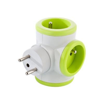 2012349439166-WATT & CO - Multiprise triplite rotative - blanc/vert-Angle droit-0