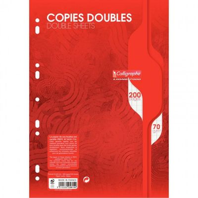 3210330056159-Calligraphe - copies doubles - 200 pages - A4 - grands carreaux (Seyes) - perforées--0