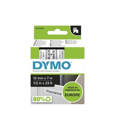 5411313450133-Dymo D1 - Ruban d'étiquettes auto-adhésives - 1 rouleau (12 mm x 7 m) - fond blanc écriture noire --0