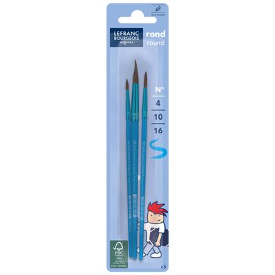 3013648074224-Lefranc Bourgeois - Pack de 3 - Pinceaux ronds - N° 4, 10, 16--0