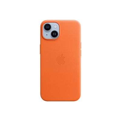 0194253345367-Apple - coque de protection en cuir avec MagSafe pour iPhone 14 - orange-Avant-0