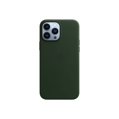 0194252780237-Apple - coque de protection en cuir avec MagSafe pour iPhone 13 Pro Max - vert-Arrière-0