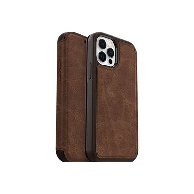 0840104215883-OtterBox Strada Series Folio - porte folio en cuir pour iPhone 12, 12 Pro - marron-Ports / commandes-7