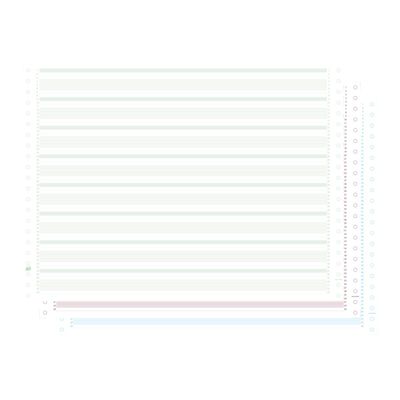 3130630636137-Exacompta - Papier listing zoné vert/bistre/bleu - 1000 feuilles 380 mm x 11" - bandes Caroll non-Avant-1