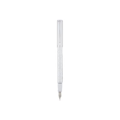 3664447130729-Oberthur Miraflores - Stylo plume - chromé motif floral-Angle gauche-0
