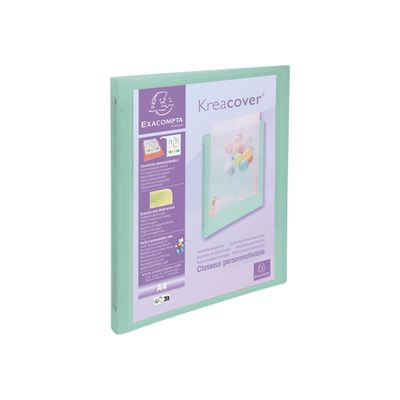 3130630512790-Exacompta Kreacover Pastel - Classeur 4 anneaux personnalisable - Dos 20 mm - A4 - pour 140 feuilles - disponi-Angle gauche-10