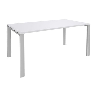 0404000120636-Bureau simple IRIS - L120 cm - Pieds aluminium - plateau Blanc perle--0