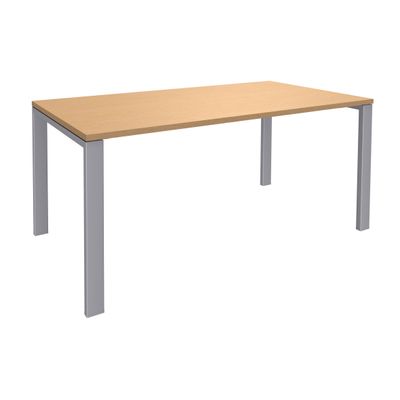 0404000120773-Bureau simple IRIS - L140 cm - Pieds aluminium - plateau imitation Hêtre--0